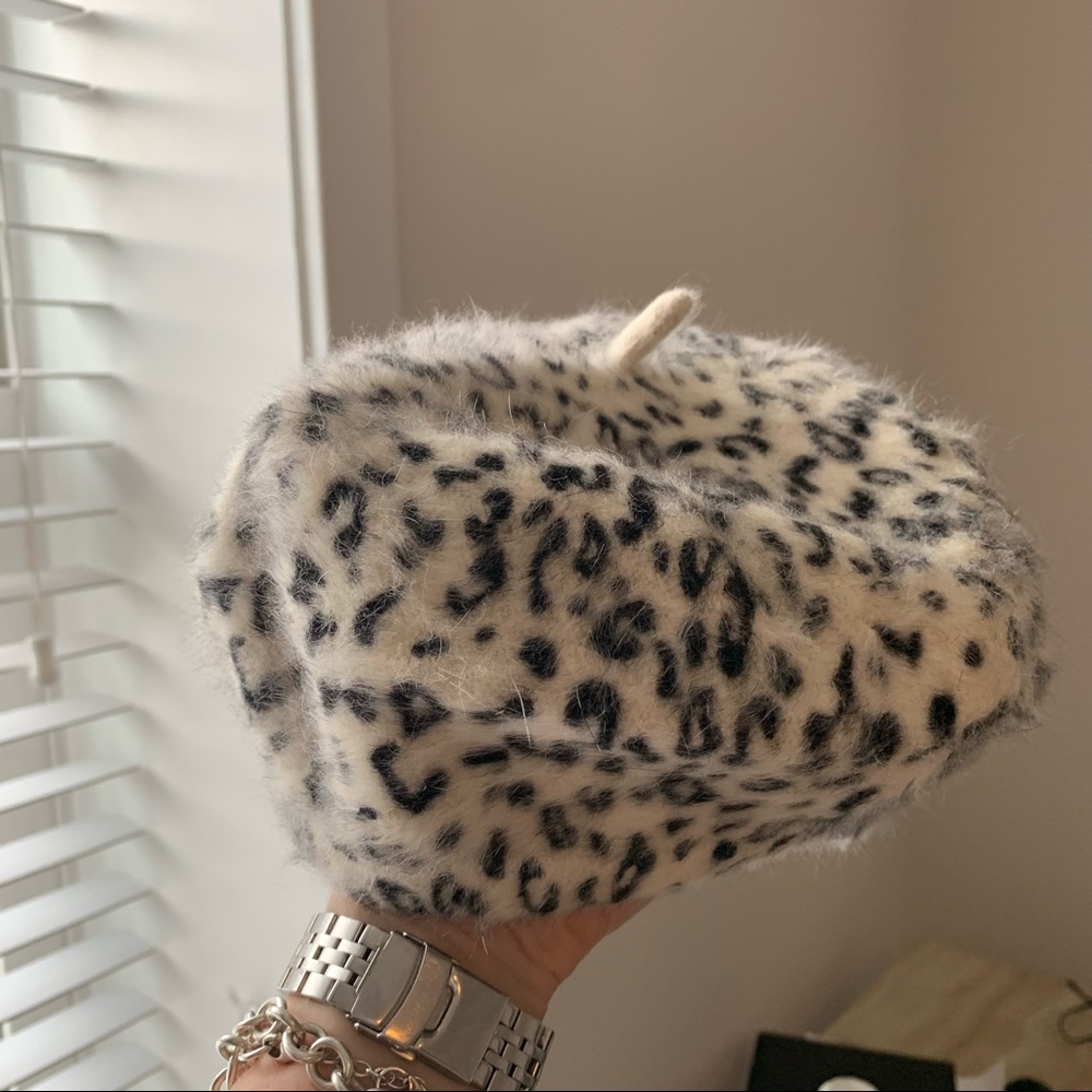 Snow leopard winter beret